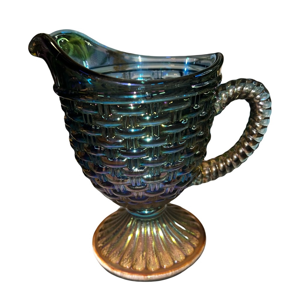 Imperial Carnival Glass Gray Smoke Creamer Pitcher Basket weave
